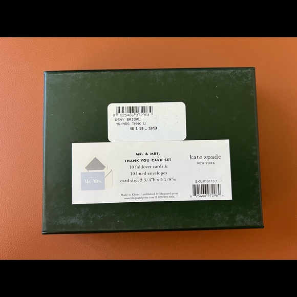 Kate Spade Mr and Mrs Thank You Cards - Picture 2 of 2